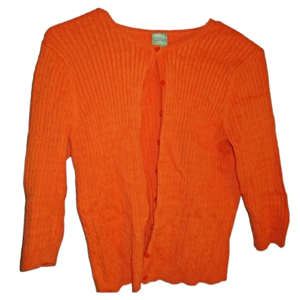 STO Ribbed VTG Cardigan -Susquehanna Trail Outfitter-Size: S-3/4 Length Sleeves